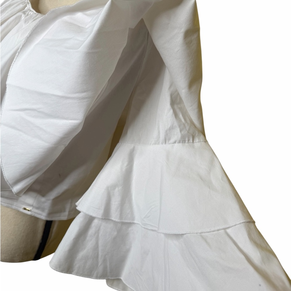 White Off-Shoulder Layered Ruffle Crop Top - Picture 3 of 5